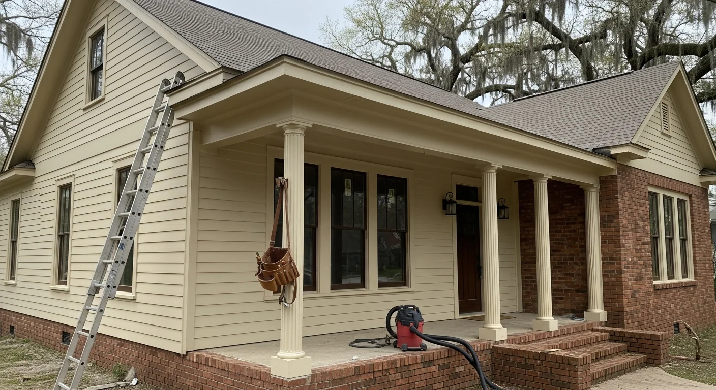 Professional restoration crew repairing fire and storm damage to Shreveport home
