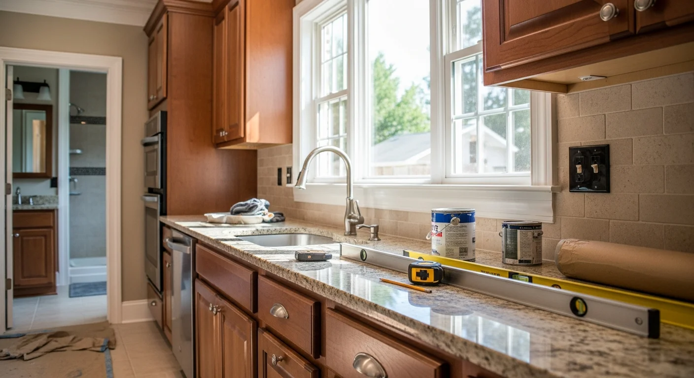 Modern kitchen remodel with custom cabinets and countertops