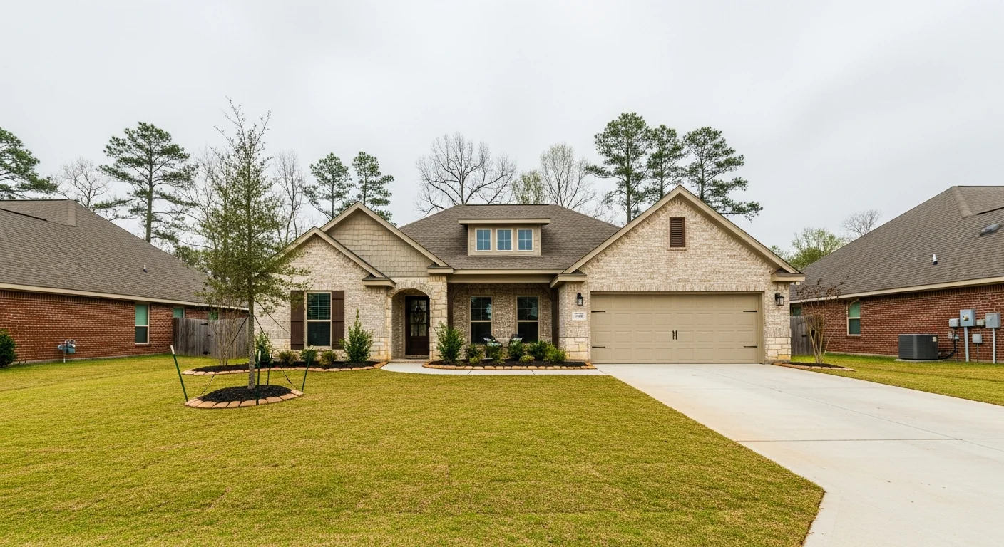 Residential home in Benton, LA with well-maintained landscaping and clear driveway access.