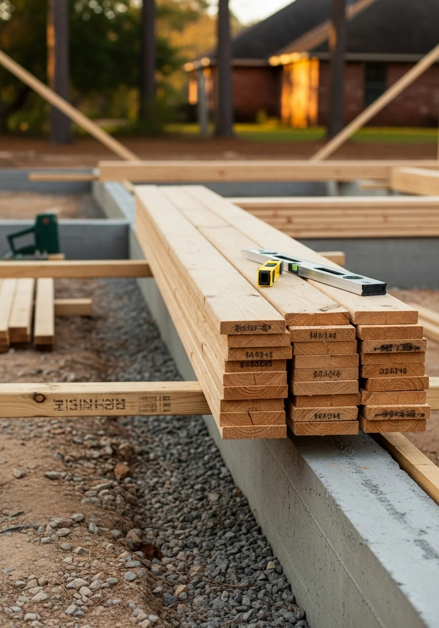 Close-up of skilled work being performed on a Blanchard home.