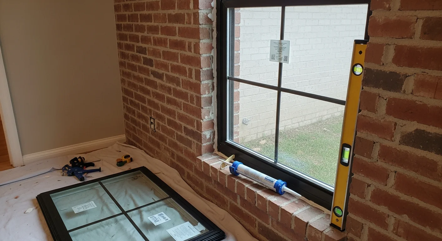A Benton, Louisiana single-family home with newly installed replacement windows, showing clean frames and clear glass on a brick ranch-style exterior. The finished installation reflects a tight, weather-sealed fit suited to the region's hot and humid climate.